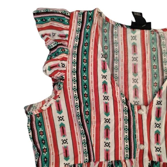 Wrangler Retro Southwestern Short Ruffle Sleeve Pearl Button Down Blouse Medium - Picture 6 of 13